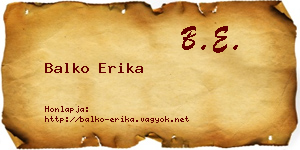 Balko Erika névjegykártya